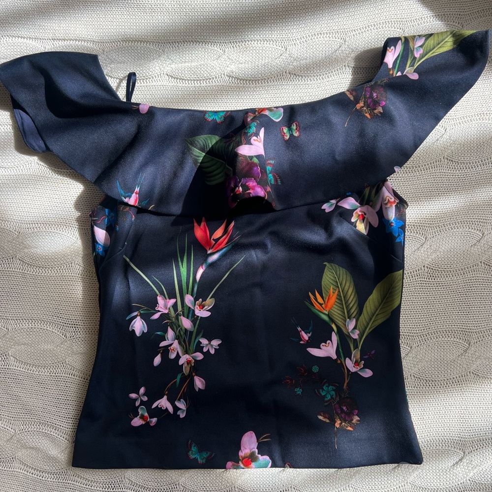 Off-Shoulder Ted Baker Navy Floral Women's Top